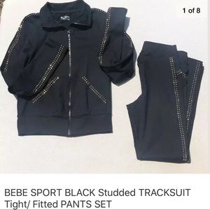 BEBE SPORT BLACK Studded TRACKSUIT Tight PANT S